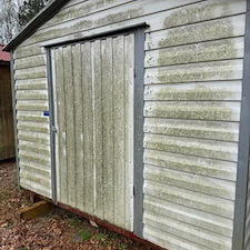 Mossy Steel Shed Cleaned in Cary, NC 0
